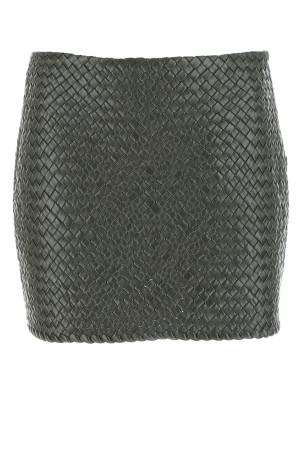Army green leather mini skirt Brown BOTTEGA VENETA (713527V2B90)