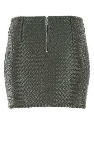 Army green leather mini skirt Brown BOTTEGA VENETA (713527V2B90)