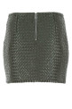 Мини-юбка из кожи армейского зеленого цвета, коричневая, BOTTEGA VENETA (713527V2B90)