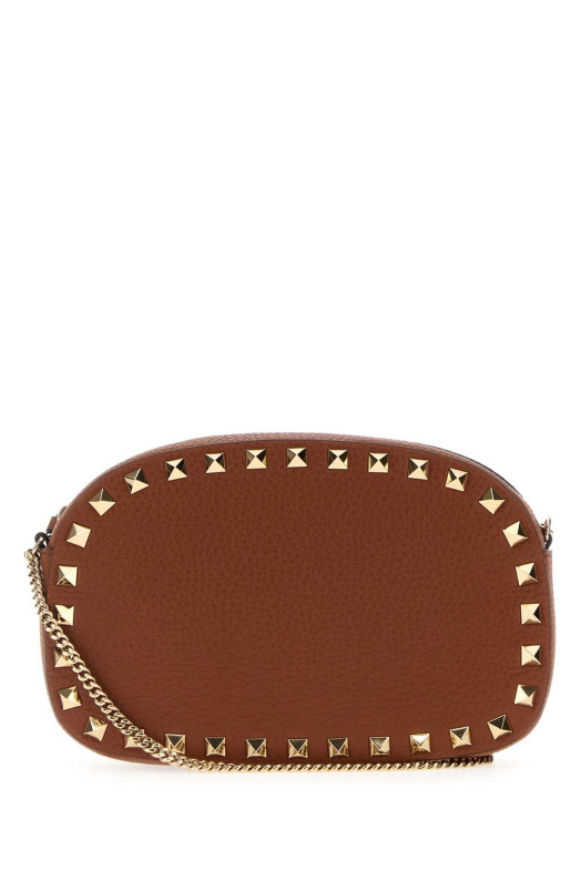 Коричневая кожаная сумка через плечо Rockstud от VALENTINO GARAVANI (7W2P0AR4VSH)