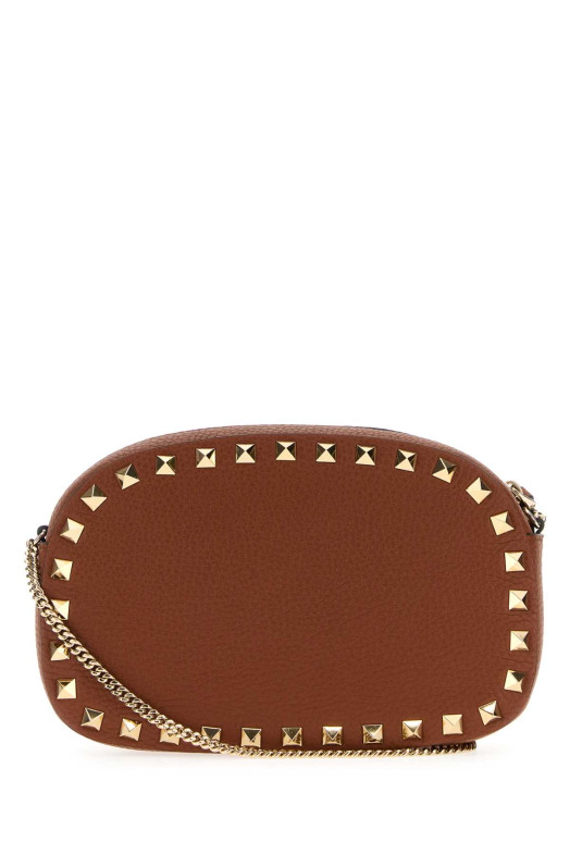 Коричневая кожаная сумка через плечо Rockstud от VALENTINO GARAVANI (7W2P0AR4VSH)