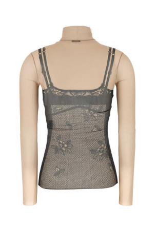 Printed stretch tulle top BALENCIAGA (8292144F4B4)