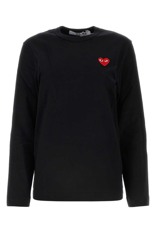 Черная хлопковая футболка Black COMME DES GARCONS PLAY (AXT118051) COMME DES GARÇONS PLAY