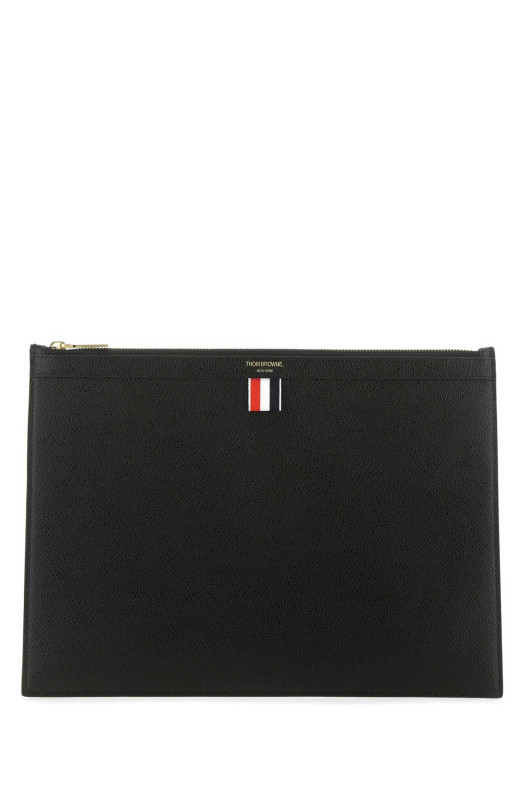 Black leather document case THOM BROWNE (MAC021L00198)