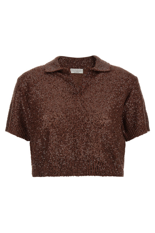 Knitted polo shirt Brown