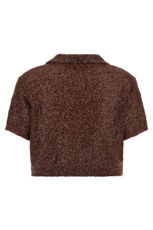 Трикотажна сорочка-поло коричневого кольору BRUNELLO CUCINELLI MDJ547605C9092