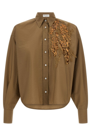 'Dazzling Seabed Embroidery' shirt Beige