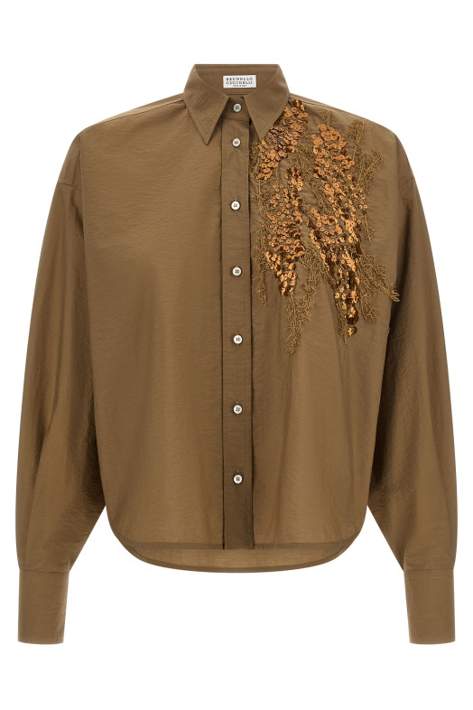 'Dazzling Seabed Embroidery' shirt Beige