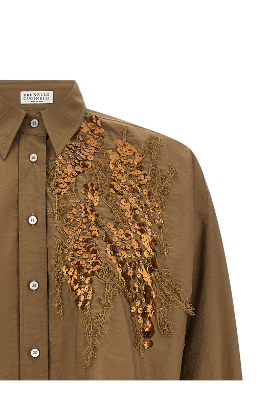'Dazzling Seabed Embroidery' shirt Beige