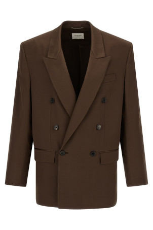 Атласний блейзер коричневого кольору SAINT LAURENT 854418Y4K192658