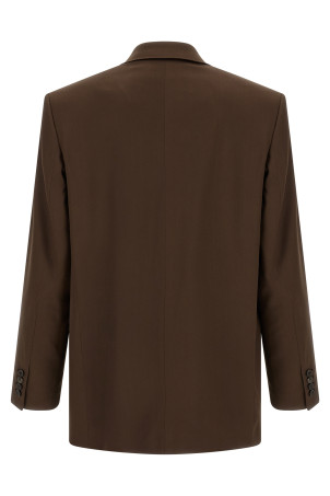 Атласний блейзер коричневого кольору SAINT LAURENT 854418Y4K192658