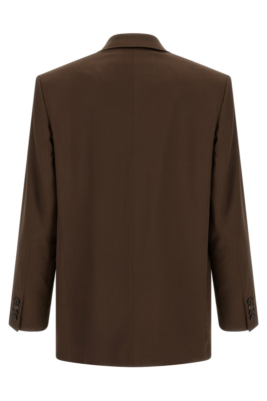 Атласний блейзер коричневого кольору SAINT LAURENT 854418Y4K192658