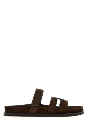 Chocolate suede Ines slippers Multicolor TORY BURCH (163481)