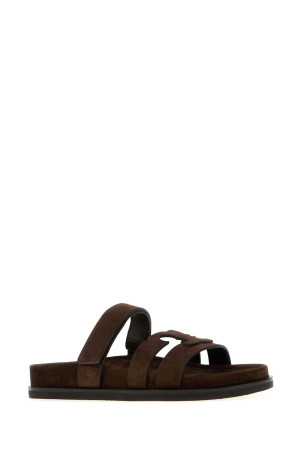 Chocolate suede Ines slippers Multicolor TORY BURCH (163481)