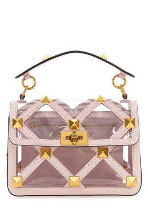 Pastel pink polymeric material and leather medium Roman Stud handbag VALENTINO GARAVANI (2W2B0I82SEA)