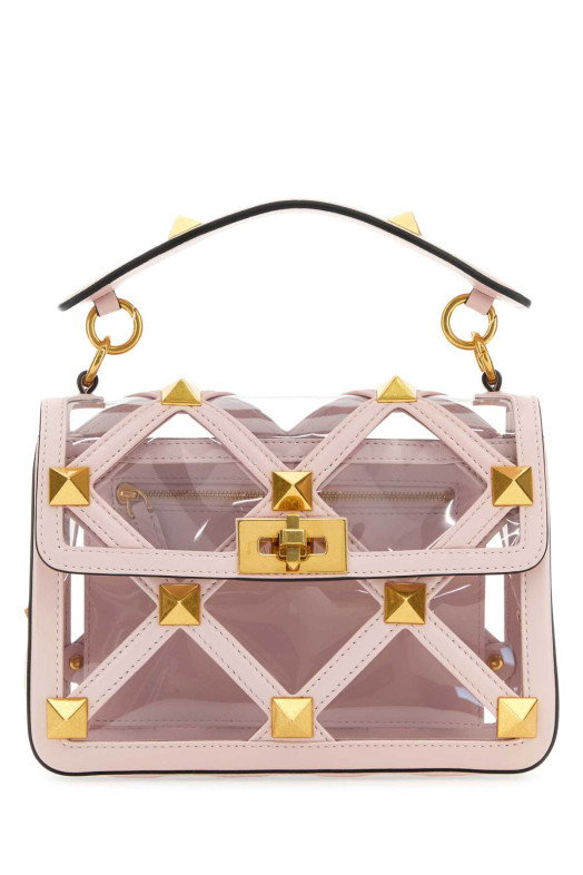 Pastel pink polymeric material and leather medium Roman Stud handbag VALENTINO GARAVANI (2W2B0I82SEA)