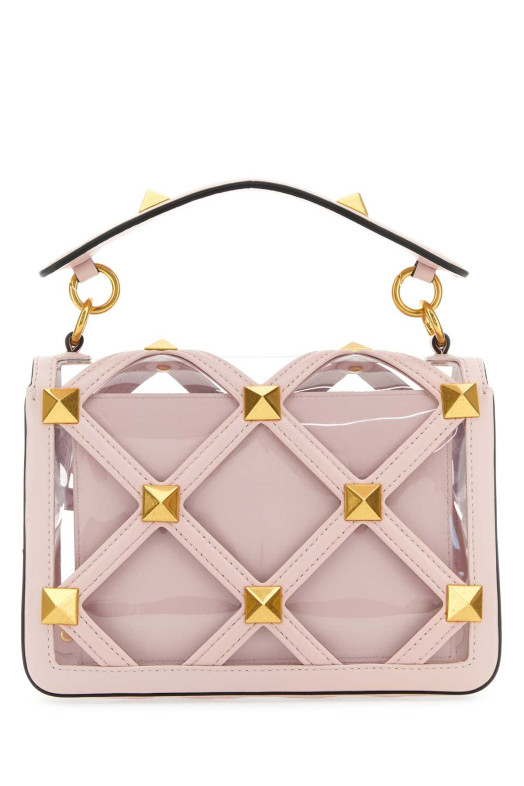 Pastel pink polymeric material and leather medium Roman Stud handbag VALENTINO GARAVANI (2W2B0I82SEA)