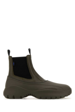 Olive green leather and rubber Chelsea Scoot ankle boots BURBERRY (8099099)