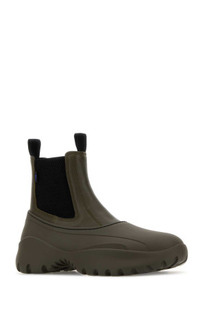 Olive green leather and rubber Chelsea Scoot ankle boots BURBERRY (8099099)