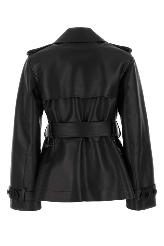 Чорна шкіряна куртка Black BURBERRY (8099330)