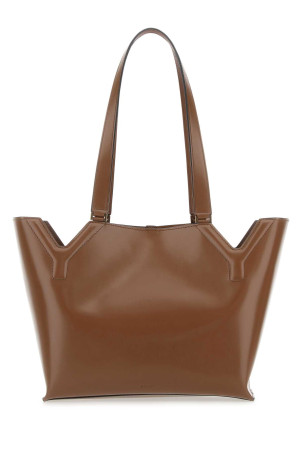 Brown leather YY WEST shoulder bag Brown BOYY (YYWESTTOTE)