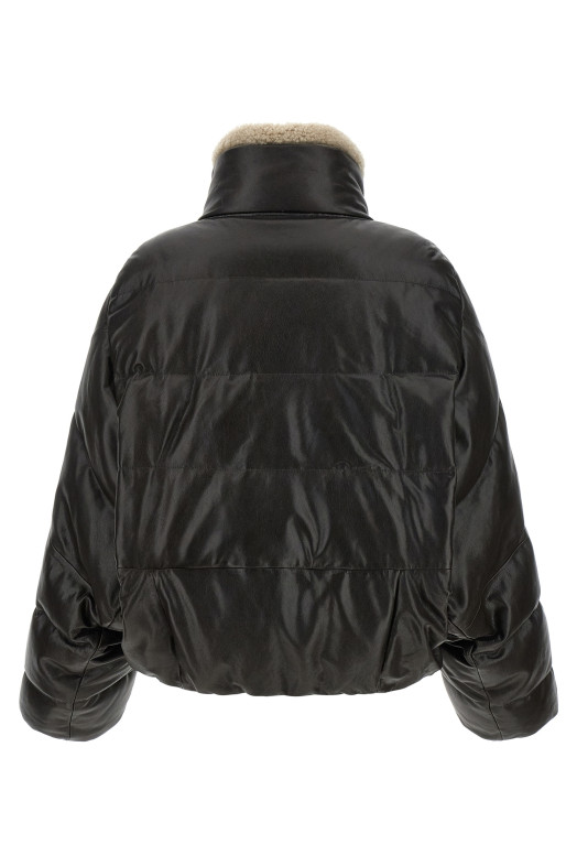 Padded leather jacket Brown
