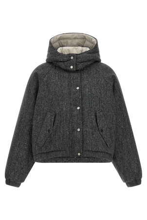 'Shiny Zipper Pull' down jacket Gray