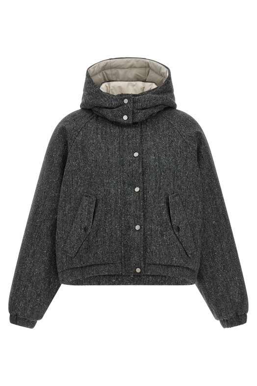 'Shiny Zipper Pull' down jacket Gray