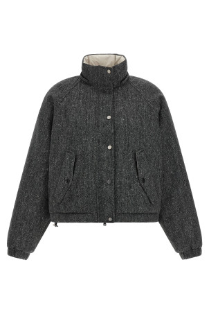 'Shiny Zipper Pull' down jacket Gray