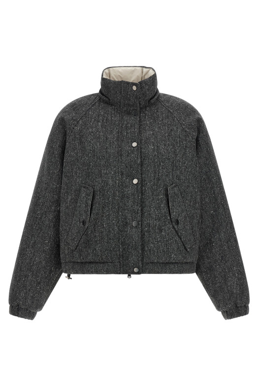 'Shiny Zipper Pull' down jacket Gray