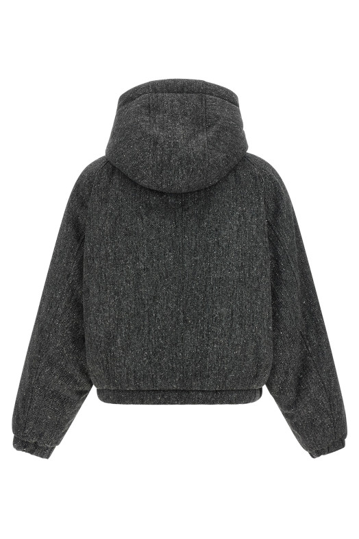 'Shiny Zipper Pull' down jacket Gray