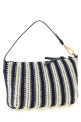 Crochet and leather pouch Blue