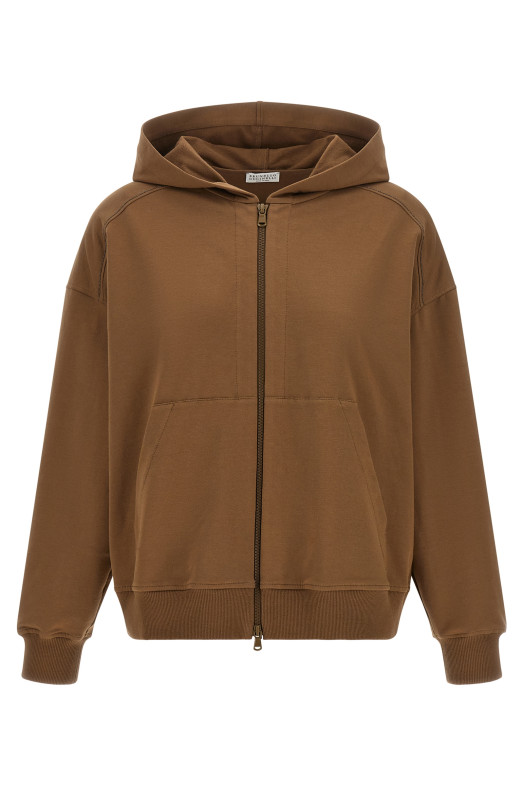 'Shiny Trims' hoodie Brown