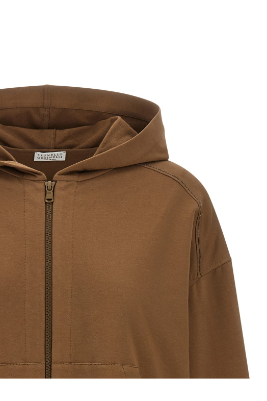 'Shiny Trims' hoodie Brown