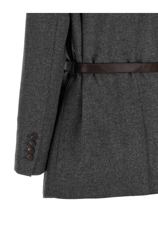 Однобортний блейзер сірого кольору BRUNELLO CUCINELLI MB1627645C032