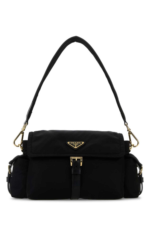 Чорна сумка через плече з ре-нейлону, чорна, PRADA (1BD394VNOORDLN)