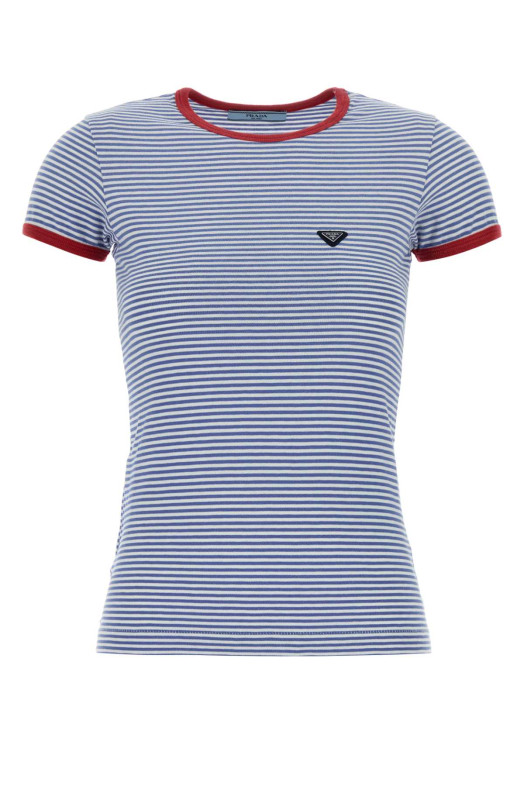Бавовняна футболка з вишивкою PRADA (39658SOOO186H)