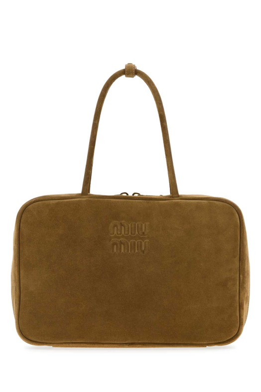 Бежевая замшевая сумочка MIU MIU (5BB117VMON2CSS)