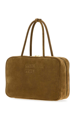 Beige suede handbag MIU MIU (5BB117VMON2CSS)