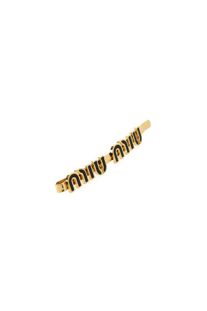Gold metal hair clip Black MIU MIU (5IF1462F6T)