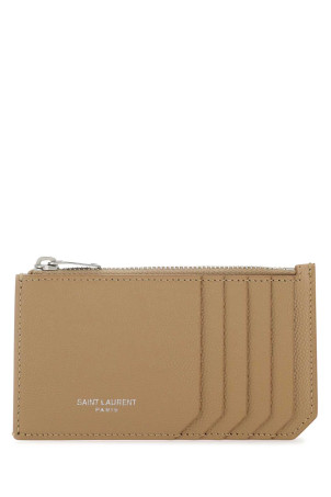 Biscuit leather card holder SAINT LAURENT (609362BTY0E)