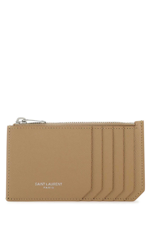 Biscuit leather card holder SAINT LAURENT (609362BTY0E)