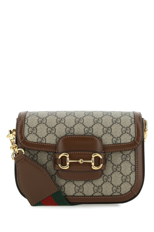 Міні-сумка через плече GUCCI Horsebit 1955 з тканини та шкіри GG Supreme (658574HUHHG)