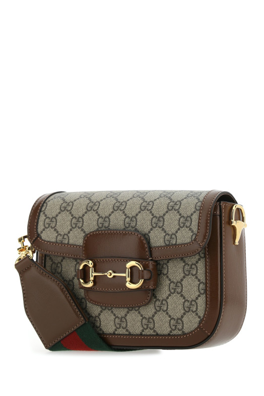 Міні-сумка через плече GUCCI Horsebit 1955 з тканини та шкіри GG Supreme (658574HUHHG)