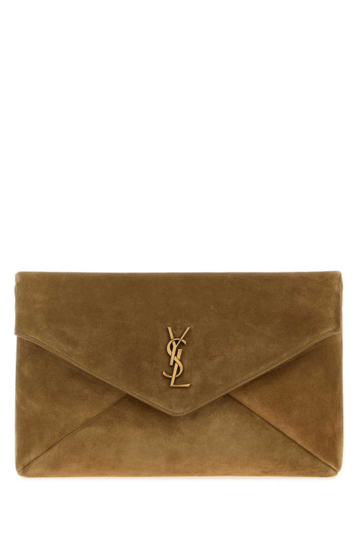 Велика сумочка-конверт із замші кольору «верблюжий» від SAINT LAURENT (7693071U80W)