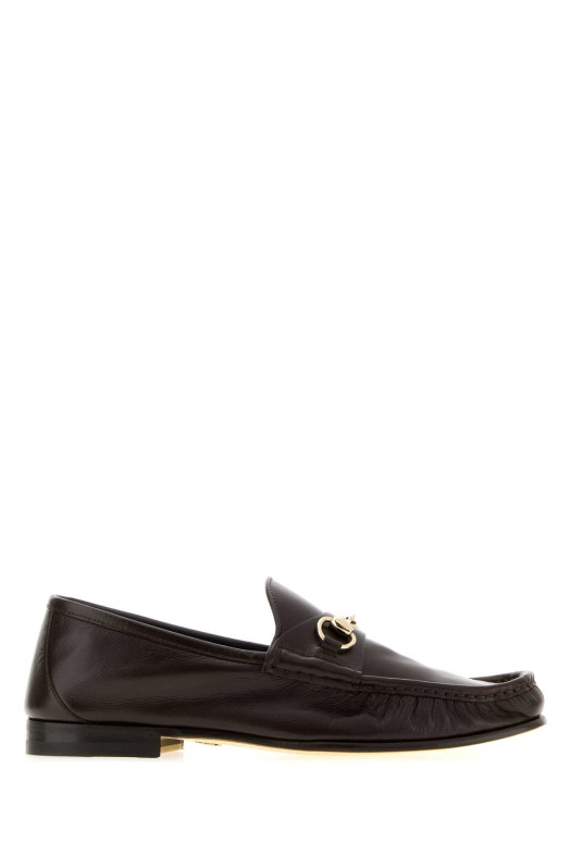 Темно-коричневые кожаные лоферы Gucci Lugano GUCCI (864119AAF3Q)