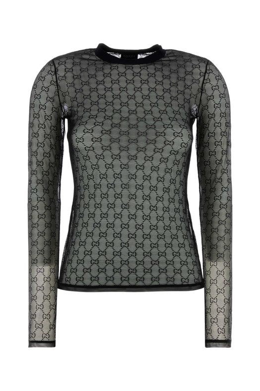 Черный топ из сетки GUCCI (866246XUAOY)