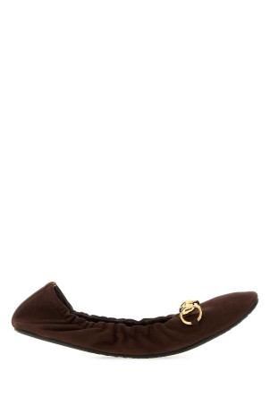 Dark brown suede Prima ballerinas GUCCI (875323AAEQY)