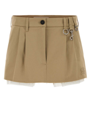 Beige cotton mini skirt MIU MIU (MG2690SOOO1UPX)