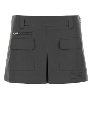 Charcoal poplin mini skirt MIU MIU (MG2693SOOO10RG)